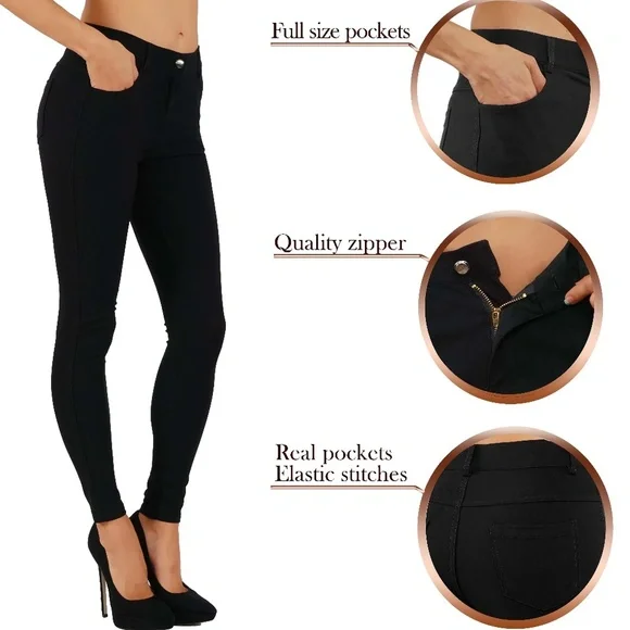 Women's Jean Look Buttery Soft Jeggings 01 - Picture 1 of 4